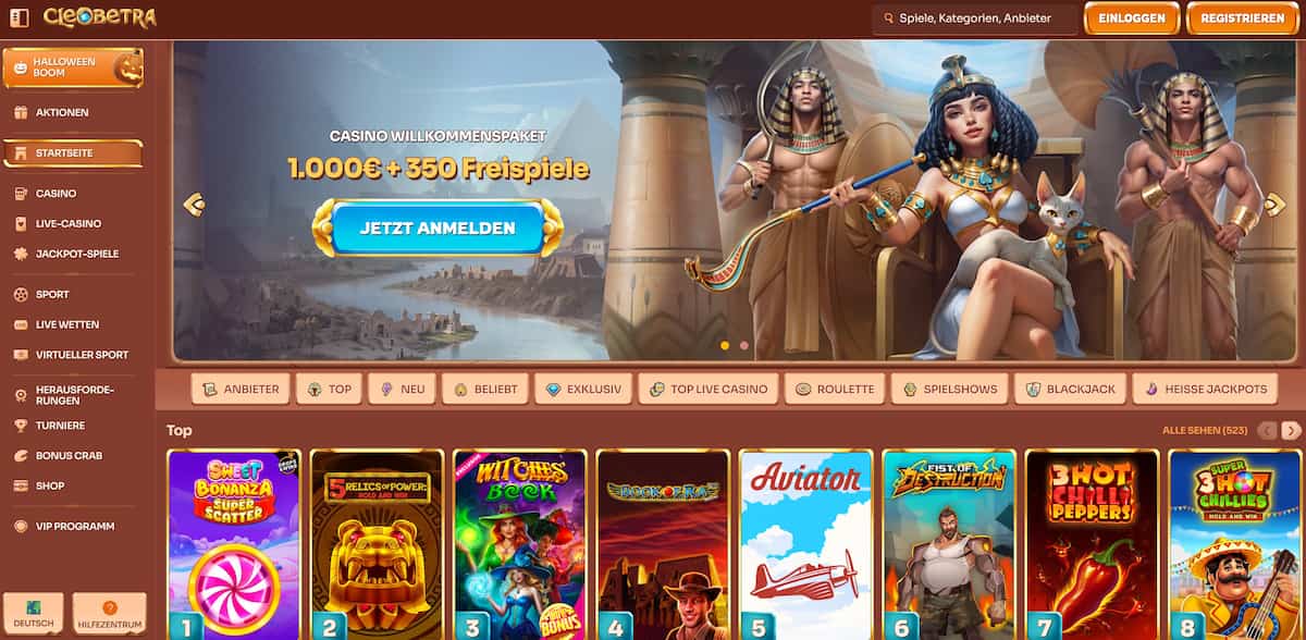 Cleobetra ist ein moderner Geheimtipp für Schweizer Spieler und kombiniert ägyptisches Design mit einer klar auf die Schweiz ausgerichteten Oberfläche in Franken. Mit über 11.000 Spielen, starken Slots, mehr als 500 Live-Tischen und fairen Bonusaktionen bis 1.100 CHF inklusive 350 Freispielen bietet Cleobetra ein hochwertiges Gesamtpaket, auch wenn kein Gratisbonus verfügbar ist.